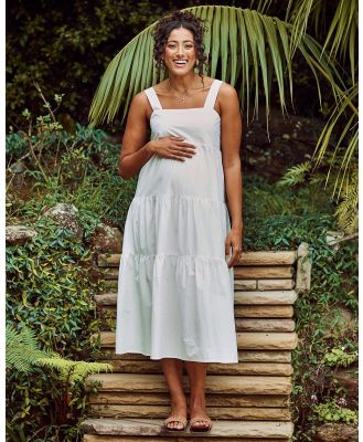 Angel Maternity - Shirley Maternity Tiered Maxi Dress in White - Printed Dresses (White) Shirley Maternity Tiered Maxi Dress in White