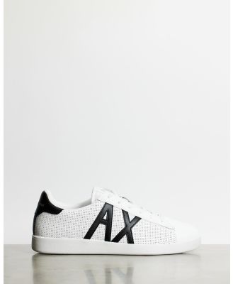 Armani Exchange - Lace Up Sneakers - Sneakers (Optic White, Black & Black) Lace Up Sneakers