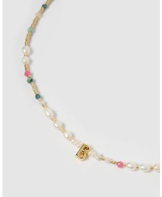 Arms Of Eve - Beaded Gemstone and Pearl Initial Necklace   B - Jewellery (Multi) Beaded Gemstone and Pearl Initial Necklace - B