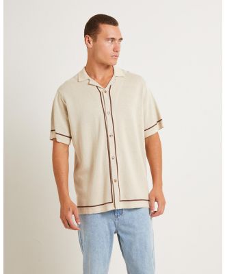 Arvust - Knit Bowling Short Sleeve Shirt - Shirts & Polos (NATURAL) Knit Bowling Short Sleeve Shirt