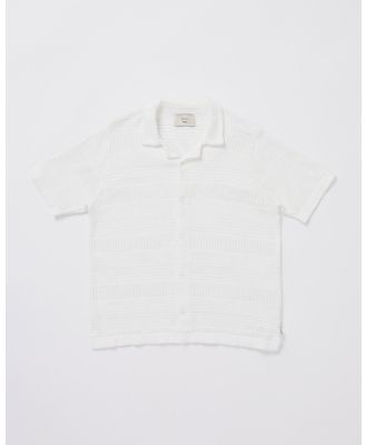 Arvust - Teen Boys Fugar Knitted Short Sleeve Resort Shirt - Shirts & Polos (WHITE) Teen Boys Fugar Knitted Short Sleeve Resort Shirt