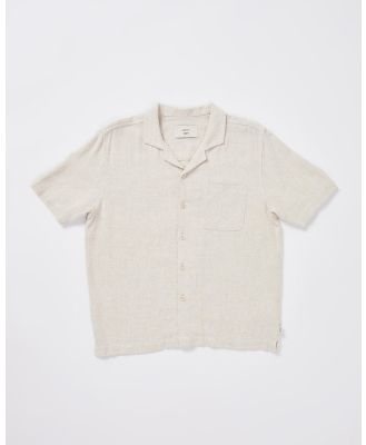 Arvust - Teen Boys Harrison Linen Short Sleeve Shirt - Shirts & Polos (NATURAL) Teen Boys Harrison Linen Short Sleeve Shirt
