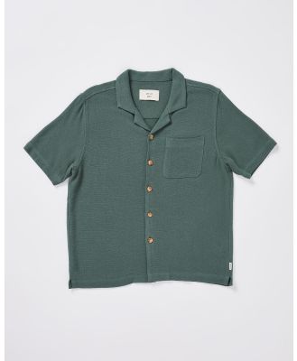 Arvust - Teen Boys Textured Button Up Shirt - Shirts & Polos (GREEN) Teen Boys Textured Button Up Shirt