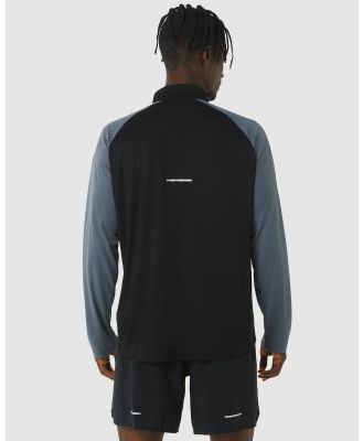ASICS - Icon Ls 1 2 Zip   Men's - Shirts & Polos (Performance Black/Carrier Grey) Icon Ls 1-2 Zip - Men's