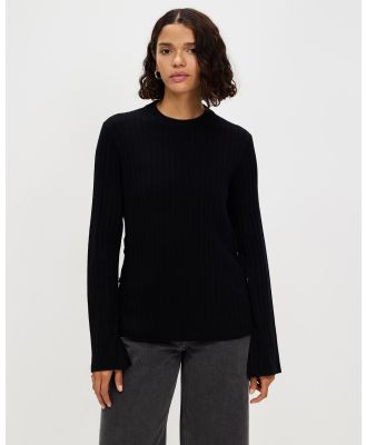 Assembly Label - Adria Wool Cashmere Knit Long Sleeve Top Black - Tops (Black) Adria Wool Cashmere Knit Long Sleeve Top Black