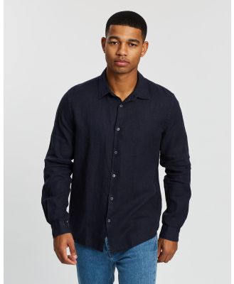 Assembly Label - Casual Long Sleeve Linen Shirt - Casual shirts (True Navy) Casual Long Sleeve Linen Shirt