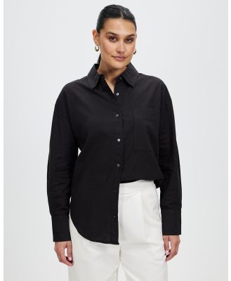Assembly Label - Grace Linen Blend LS Shirt - Tops (Black) Grace Linen Blend LS Shirt