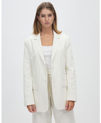 Assembly Label - Leila Stripe Linen Jacket - Blazers (Cream Pinstripe) Leila Stripe Linen Jacket