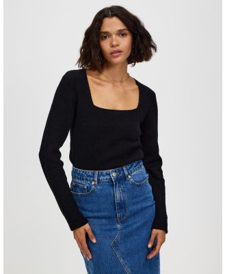 Assembly Label - Meredith Square Neck Long Sleeve Top - Tops (Black) Meredith Square Neck Long Sleeve Top