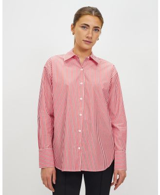 Assembly Label - Signature Stripe Poplin Shirt - Tops (Redwood & White) Signature Stripe Poplin Shirt