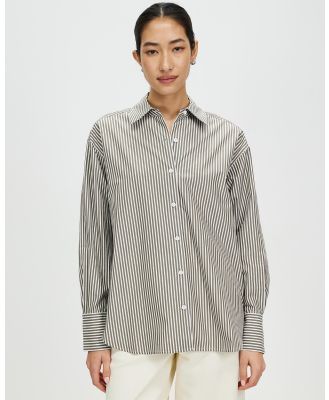 Assembly Label - Signature Stripe Poplin Shirt - Tops (Spruce & White) Signature Stripe Poplin Shirt
