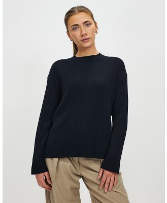 Assembly Label - Wool Cashmere Rib Long Sleeve Top - Tops (Black) Wool Cashmere Rib Long Sleeve Top