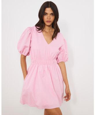 Atmos&Here - Astrid Linen Blend Mini Dress - Dresses (Flamingo Pink) Astrid Linen Blend Mini Dress
