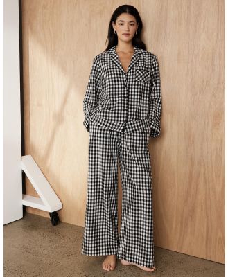 Atmos&Here - Ava Gingham Long PJ Set - Two-piece sets (Black Gingham) Ava Gingham Long PJ Set