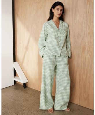 Atmos&Here - Ava Gingham Long PJ Set - Two-piece sets (Mint Gingham) Ava Gingham Long PJ Set