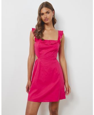 Atmos&Here - Candice Linen Blend Ruffle Mini Dress - Dresses (Magenta) Candice Linen Blend Ruffle Mini Dress