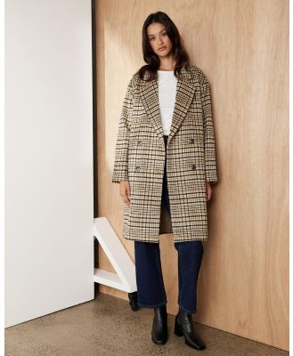 Atmos&Here - Cara Wool Blend Coat - Coats & Jackets (Camel Check) Cara Wool Blend Coat