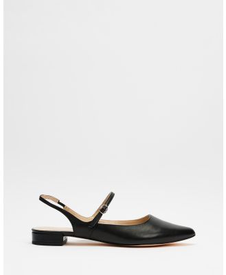Atmos&Here - Ciara Leather Flats - Sandals (Black Leather) Ciara Leather Flats