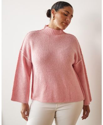 Atmos&Here Curvy - Arna Blanket Stitch Jumper - Jumpers & Cardigans (Pink & Cream Topstitch) Arna Blanket Stitch Jumper