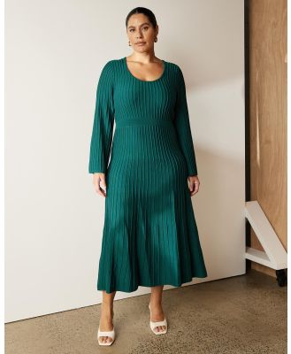 Atmos&Here Curvy - Gaelle Long Sleeve Knit Midi Dress - Dresses (Dark Green) Gaelle Long Sleeve Knit Midi Dress