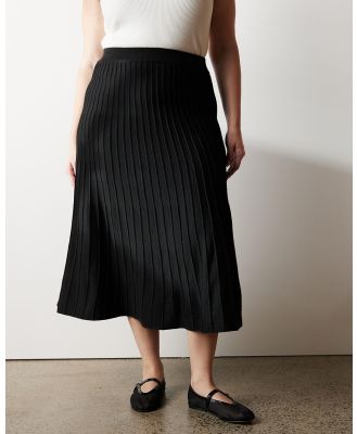 Atmos&Here Curvy - Isla Knitted Midi Skirt - Pleated skirts (Black) Isla Knitted Midi Skirt