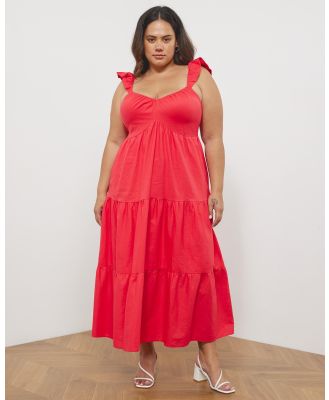Atmos&Here Curvy - Isla Linen Blend Maxi Dress - Dresses (Red) Isla Linen Blend Maxi Dress