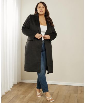 Atmos&Here Curvy - Jacquie Longline Wool Blend Coat - Coats & Jackets (Black) Jacquie Longline Wool Blend Coat