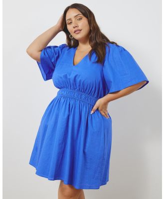 Atmos&Here Curvy - Jasmine Linen Blend Mini Dress - Dresses (Cobalt) Jasmine Linen Blend Mini Dress