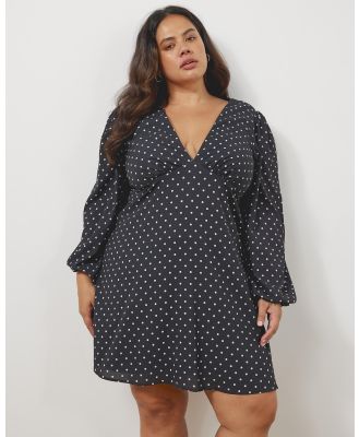 Atmos&Here Curvy - Kipp Polka Dot Mini Dress - Printed Dresses (Black & White) Kipp Polka Dot Mini Dress