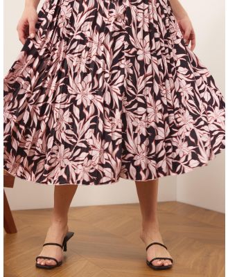 Atmos&Here Curvy - Lotus Satin Skirt - Skirts (Passion Flower) Lotus Satin Skirt
