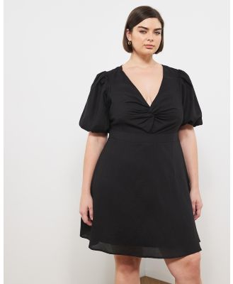 Atmos&Here Curvy - Lucia Puff Sleeve Mini Dress - Dresses (Black) Lucia Puff Sleeve Mini Dress