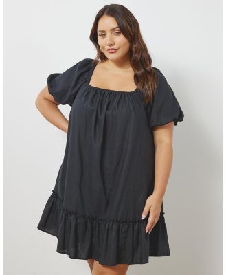 Atmos&Here Curvy - Millie Linen Blend Mini Dress - Dresses (Black) Millie Linen Blend Mini Dress