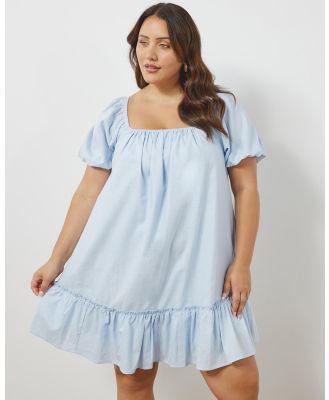 Atmos&Here Curvy - Millie Linen Blend Mini Dress - Dresses (Light Blue) Millie Linen Blend Mini Dress