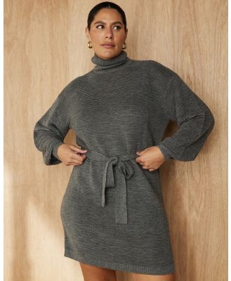 Atmos&Here Curvy - Rhea Knit Mini Dress - Dresses (Charcoal Marle) Rhea Knit Mini Dress