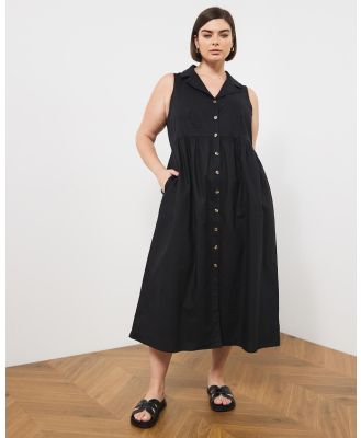 Atmos&Here Curvy - Riley Linen Blend Midi Dress - Dresses (Black) Riley Linen Blend Midi Dress