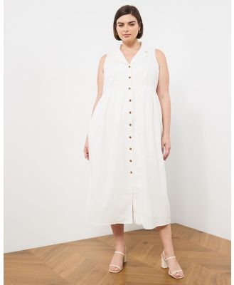 Atmos&Here Curvy - Riley Linen Blend Midi Dress - Dresses (White) Riley Linen Blend Midi Dress