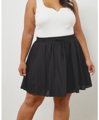 Atmos&Here Curvy - Salma Flare Linen Blend Skirt - Skirts (Black) Salma Flare Linen Blend Skirt