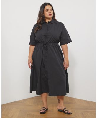 Atmos&Here Curvy - Saniya Midi Shirt Dress - Dresses (Black) Saniya Midi Shirt Dress