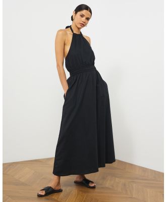Atmos&Here - Electra Linen Blend Halter Maxi Dress - Dresses (Black) Electra Linen Blend Halter Maxi Dress
