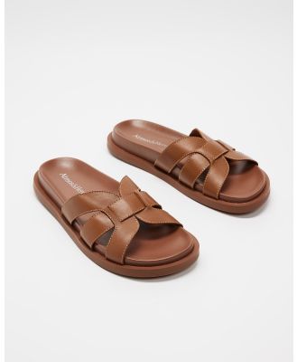 Atmos&Here - Emma Leather Slides - Sandals (Tan Leather) Emma Leather Slides