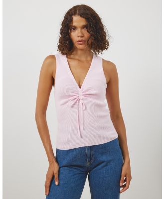 Atmos&Here - Emma Scrunch Front Knit Tank - Tops (Pink) Emma Scrunch Front Knit Tank