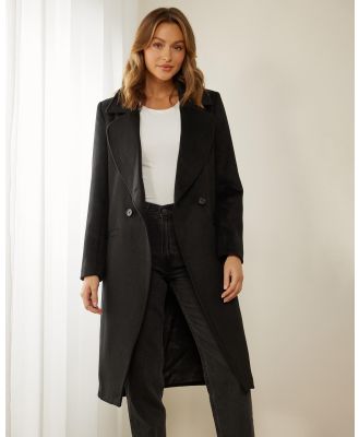 Atmos&Here - Eva Wool Blend Double Breasted Coat - Coats & Jackets (Black) Eva Wool Blend Double Breasted Coat