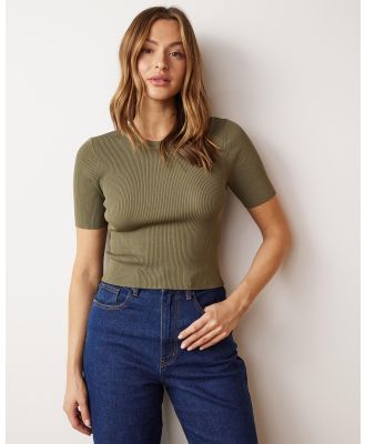 Atmos&Here - Jacie Knitted Top - Cropped tops (Khaki) Jacie Knitted Top