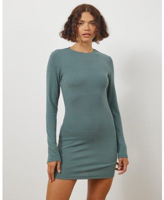 Atmos&Here - Jaslyn Ruched LS Mini Dress - Dresses (Botanic Grey) Jaslyn Ruched LS Mini Dress