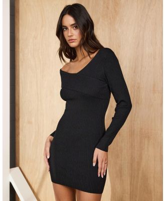 Atmos&Here - Joelle Asymmetric Knit Mini Dress - Dresses (Black) Joelle Asymmetric Knit Mini Dress