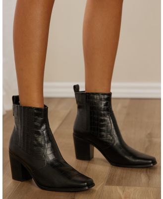 Atmos&Here - Kerry Cowgirl Ankle Boots - Boots (Black Croc) Kerry Cowgirl Ankle Boots