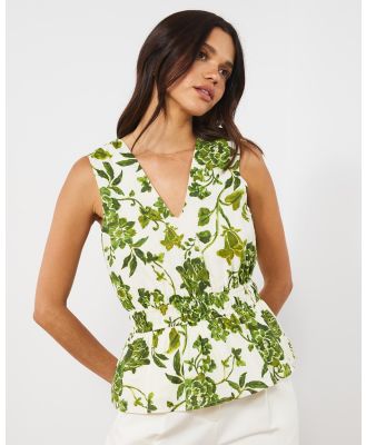 Atmos&Here - Lily V Neck Top - Tops (Garden Floral) Lily V-Neck Top