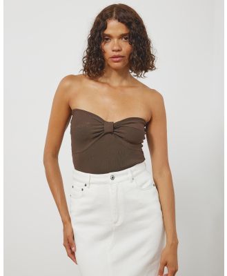 Atmos&Here - Lisa Knitted Bandeau Top - Tops (Chocolate) Lisa Knitted Bandeau Top