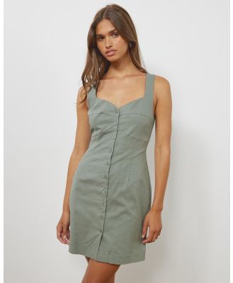 Atmos&Here - Lou Linen Blend Mini Dress - Dresses (Khaki) Lou Linen Blend Mini Dress