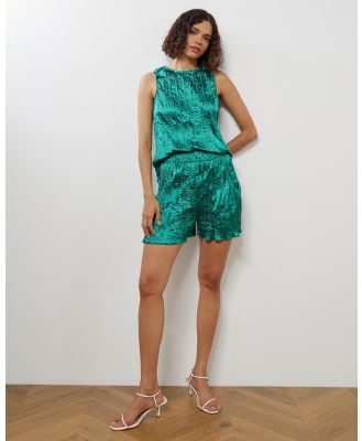 Atmos&Here - Malia Plisse Shorts - High-Waisted (Green) Malia Plisse Shorts